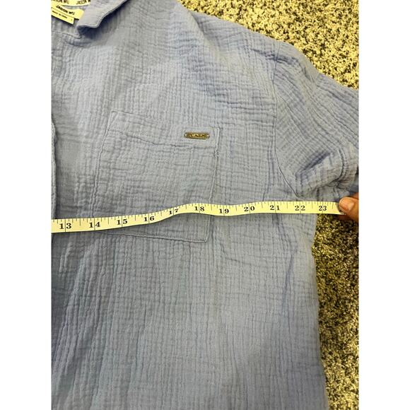 Jason Wu Waffle Knit Lounge Shirt, Button-Up Women’s Large,‎ Light Blue Cropped - Picture 5 of 9